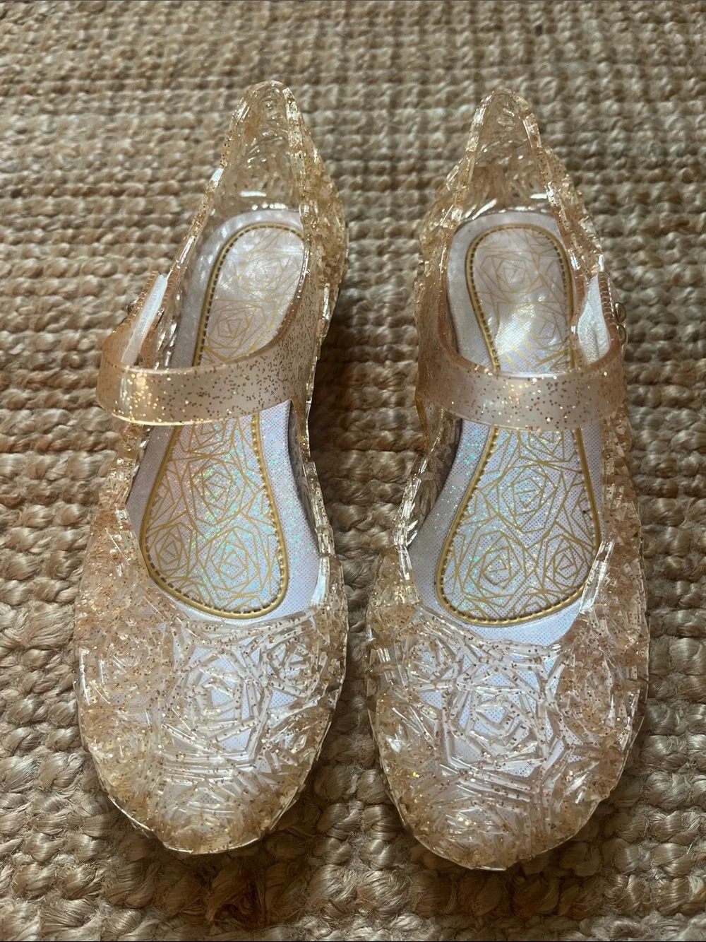Girls' Glitter Jelly Mary Jane Flats in Champagne